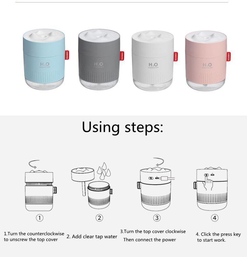 Snow Mountain Humidifier & Mini Diffuser with Night Lamp